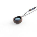 گردنبند چوب ونگه آفریقا و عقیق آبی (دریا)