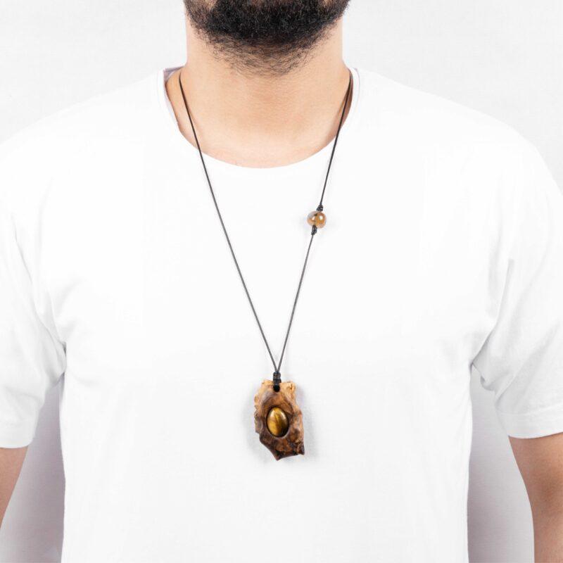 گردنبند چشم ببر و ریشه درخت گردو - Image 2