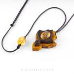 گردنبند چوب کیکم و ونگه با نگین سنگ سیترین