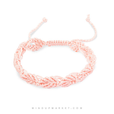 دستبند آلفابافی برگ صورتی