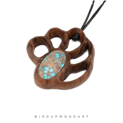 گردنبند چوب گردو ارگانیک با سنگ فیروزه