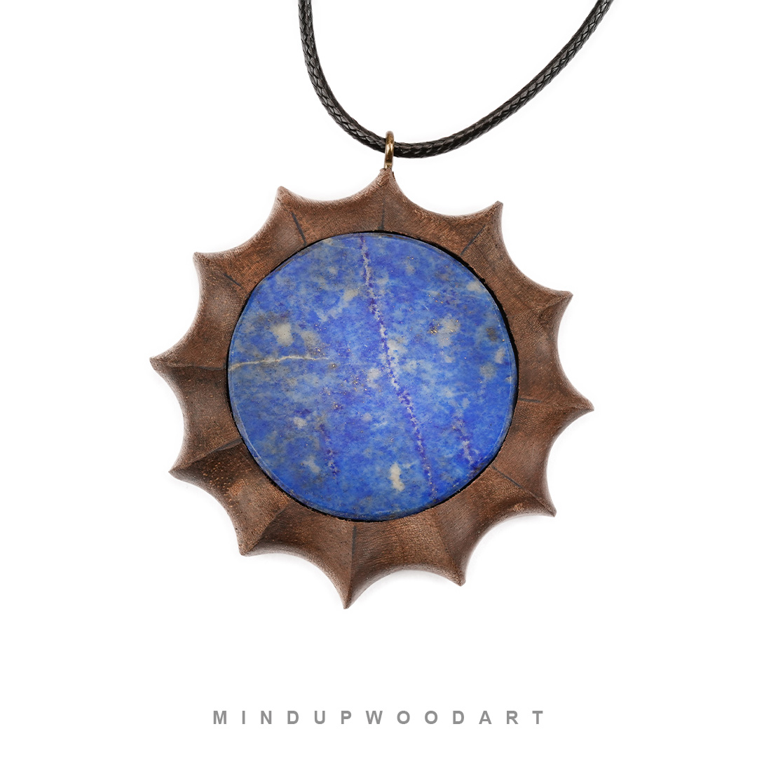 b0441-1 گردنبند چوبی لاجورد دستساز