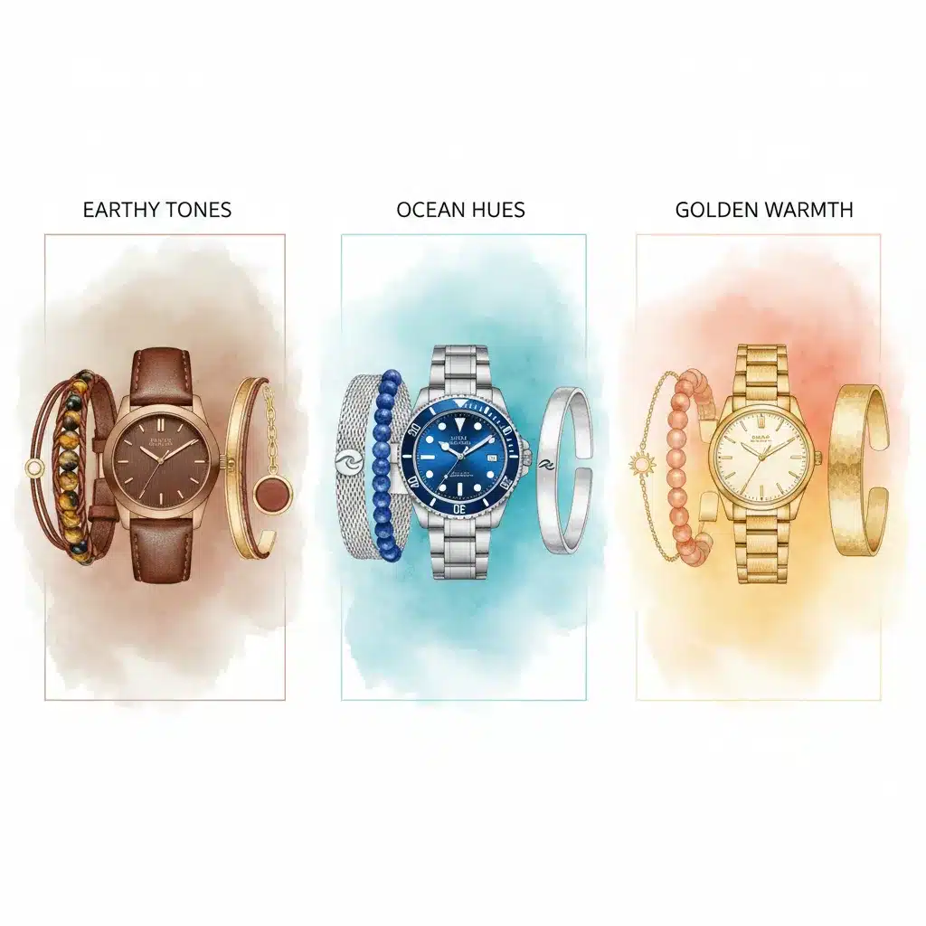 اصول ست کردن دستبند و ساعت | 6 اشتباه رایج که لازم است بدانید! 4 هماهنگی رنگ ها در ست کردن ساعت و دستبند