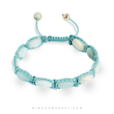 دستبند آکوامارین دست‌ساز مدل لوتوس آبی