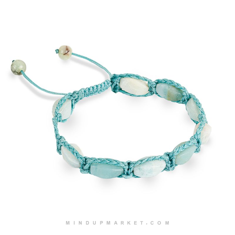 دستبند آکوامارین دست‌ساز با طراحی ملایم و مینیمال