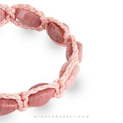 جزئیات سنگ رودوکروزیت در دستبند لوتوس صورتی