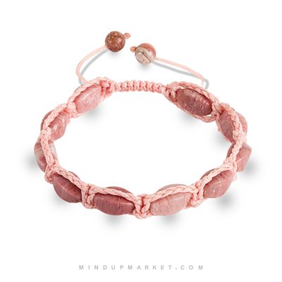 دستبند رودوکروزیت دست‌ساز مدل لوتوس صورتی