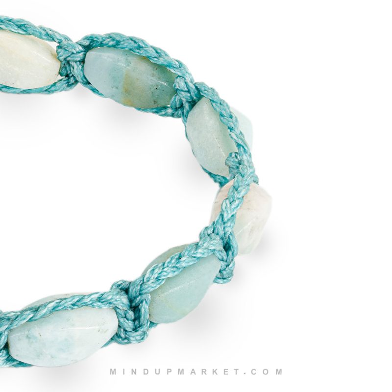 جزئیات سنگ آکوامارین در دستبند لوتوس آبی