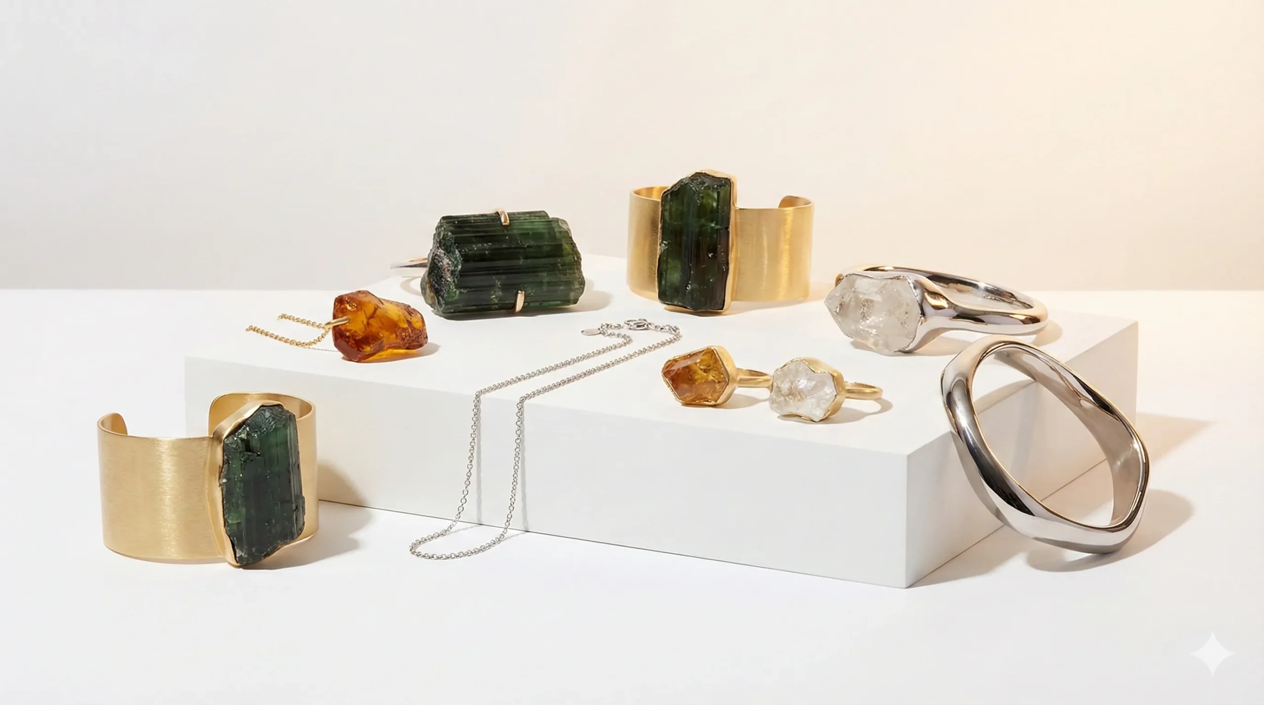 نمونه‌هایی از ترند اکسسوری سنگی ۲۰۲۵ با ترکیب طراحی مدرن و سنگ طبیعی