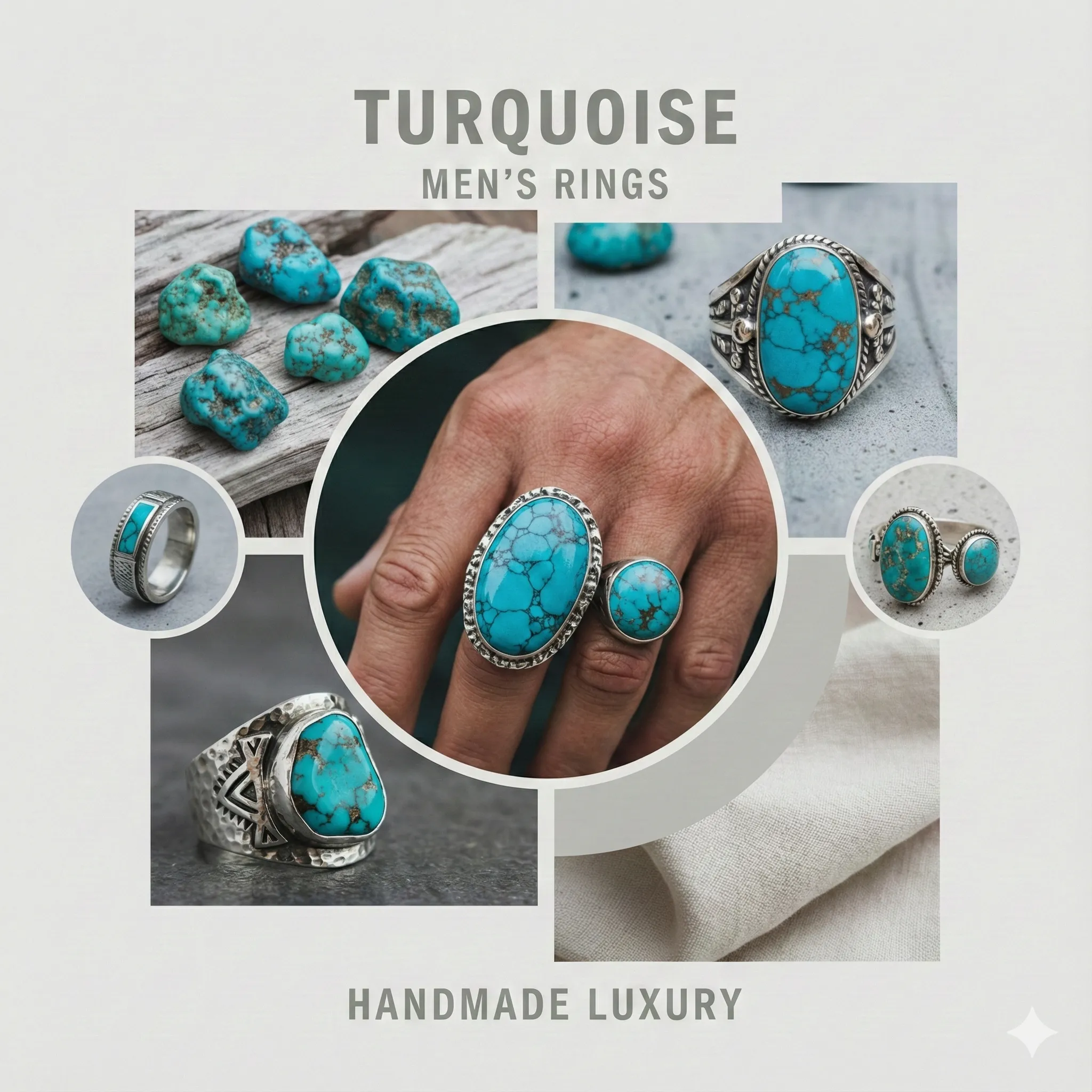 کاربرد سنگ فیروزه در انگشتر سنگی مردانه