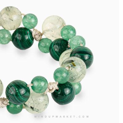 جزئیات عقیق سبز، پرهینیت و مالاکیت در دستبند سنگی آمازون