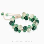 دستبند سنگی عقیق سبز و پرهینیت مدل آمازون دست‌ساز