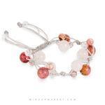 دستبند سنگی ردونیت و رز کوارتز مدل آتاکاما دست‌ساز