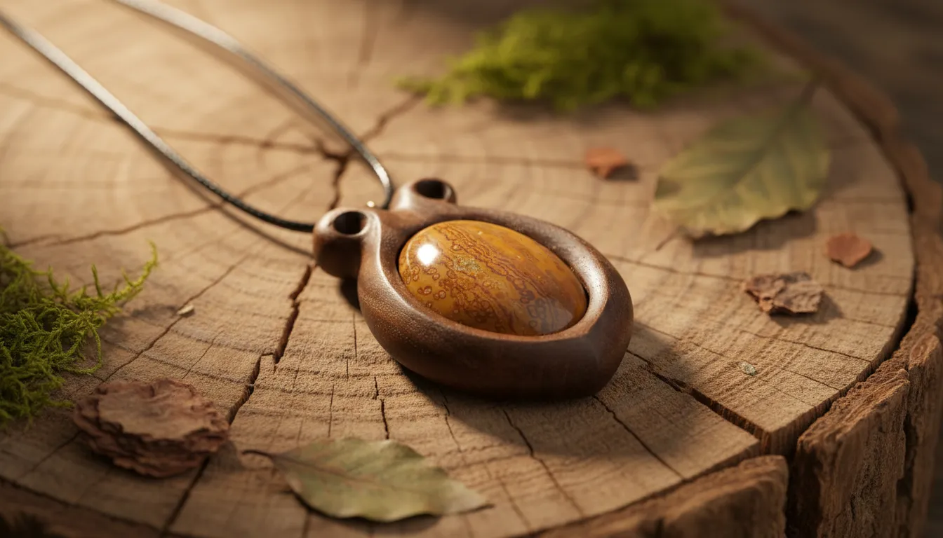 گردنبند سپر 1 گردنبند چوبی جاسپر با طراحی معناگرا و حس حفاظت درونی