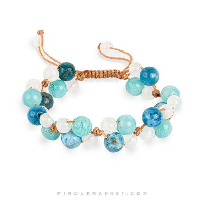 دستبند سنگی آمازونیت مدل نیل دست‌ساز با ترکیب سنگ‌های طبیعی