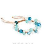 دستبند سنگی آمازونیت مدل نیل دست‌ساز با ترکیب سنگ‌های طبیعی