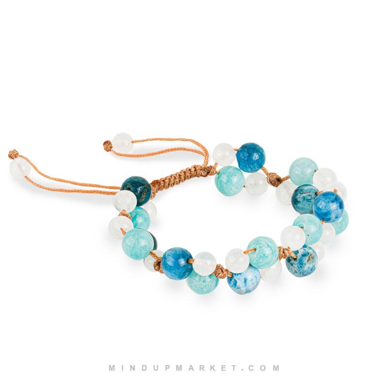 دستبند سنگی آمازونیت مدل نیل دست‌ساز با ترکیب سنگ‌های طبیعی