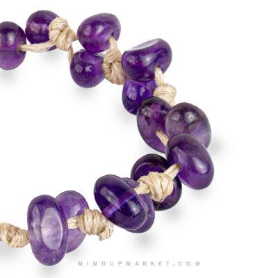 جزئیات دستبند سنگی آمیتیست مدل والنسول دست‌ساز