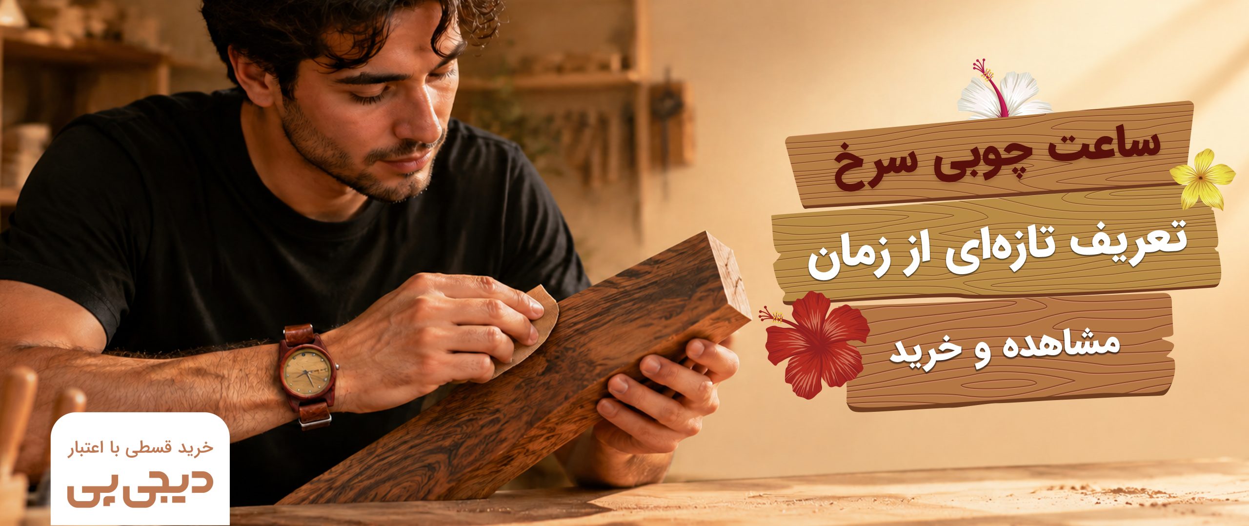 فروشگاه اکسسوری مایندآپ مارکت 2 ساعت چوبی سرخ